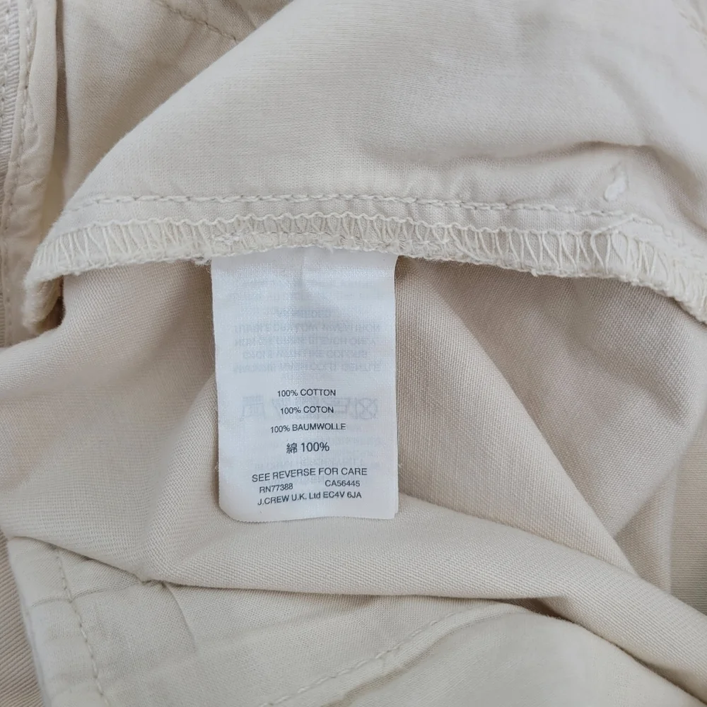 J.Crew Women's 100% Cotton Cream Color Chino Shorts With Pockets